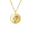 Birth Flower Pendant Necklace Women Stainless Steel Flora Gladiolus Poppy Peony Rose Daisy Necklace Personalized Jewelry