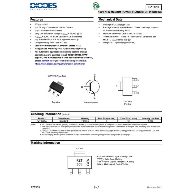 New Original FZT855TA SOT-223 Transistor