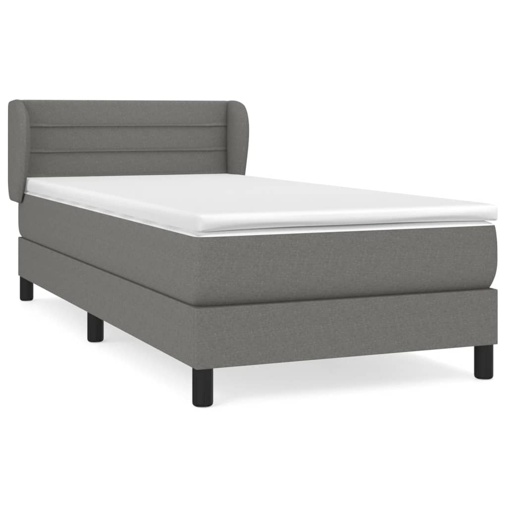 Box Spring Bed with Mattress Dark Gray 80 x 200 cm Fabric