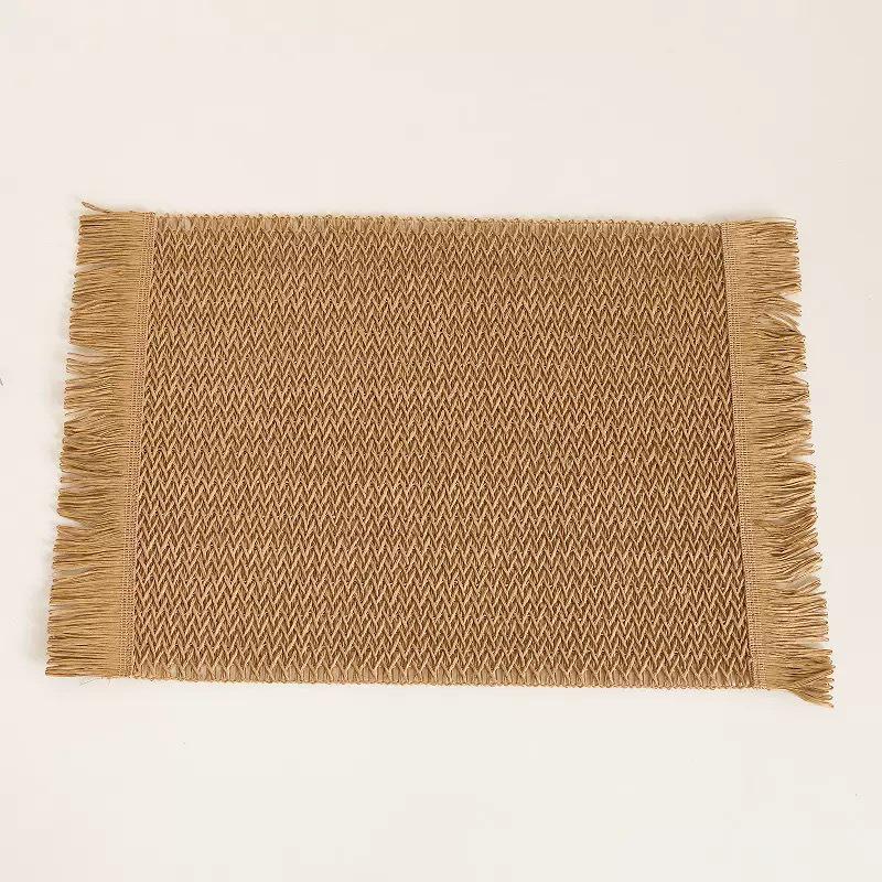 Serviciu de loc rotund cu ciucuri țesute de culoare uni - Subțire izolatoare anti-alunecare pentru mesele de sufragerie