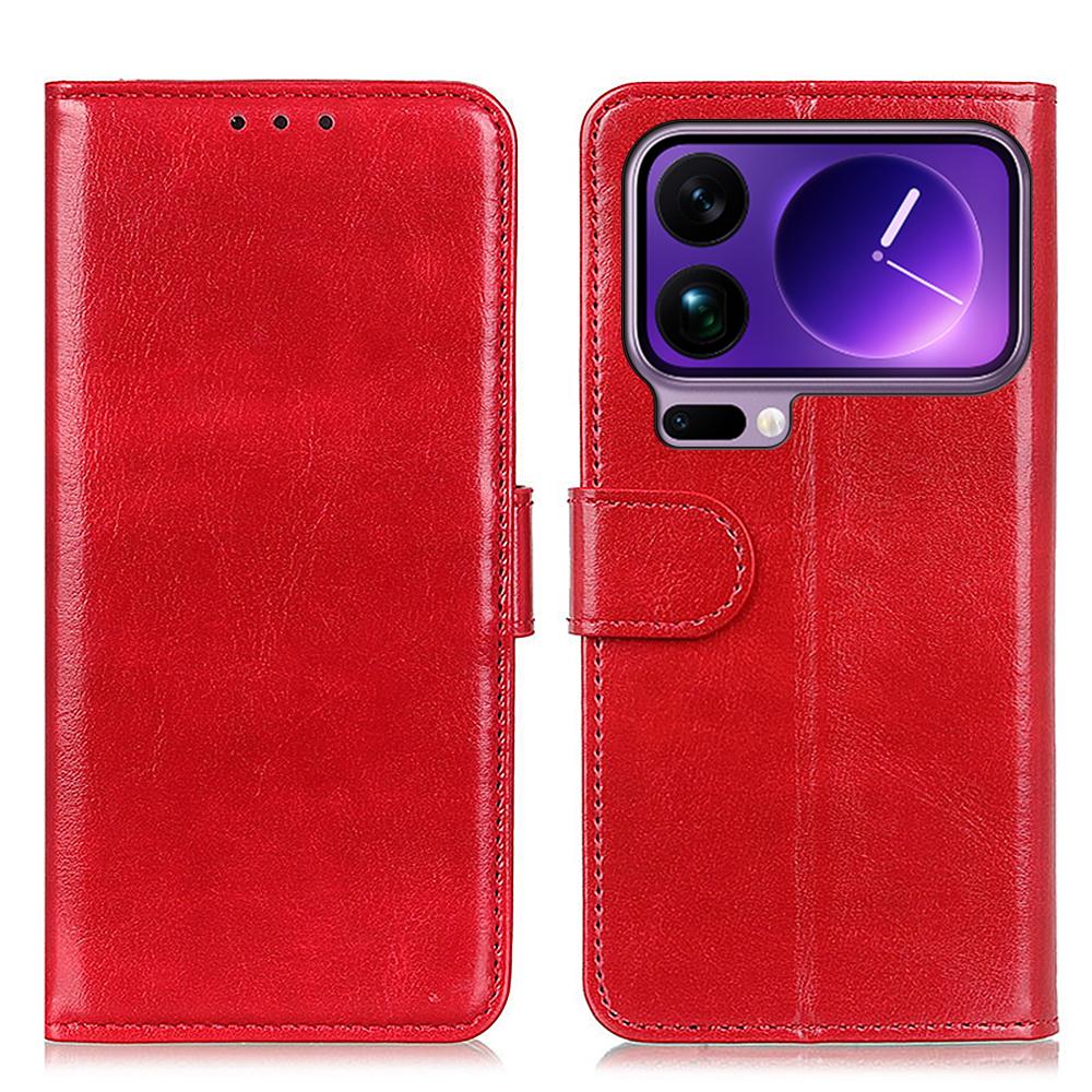 For Xiaomi 17 Pro Max Case Crazy Horse Texture PU Leather Phone Stand Cover