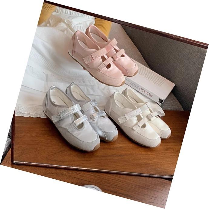 Water drop hollow double Velcro color matching ballet casual shoes leather soft sole not tired feet thin round head flat sole single shoes
