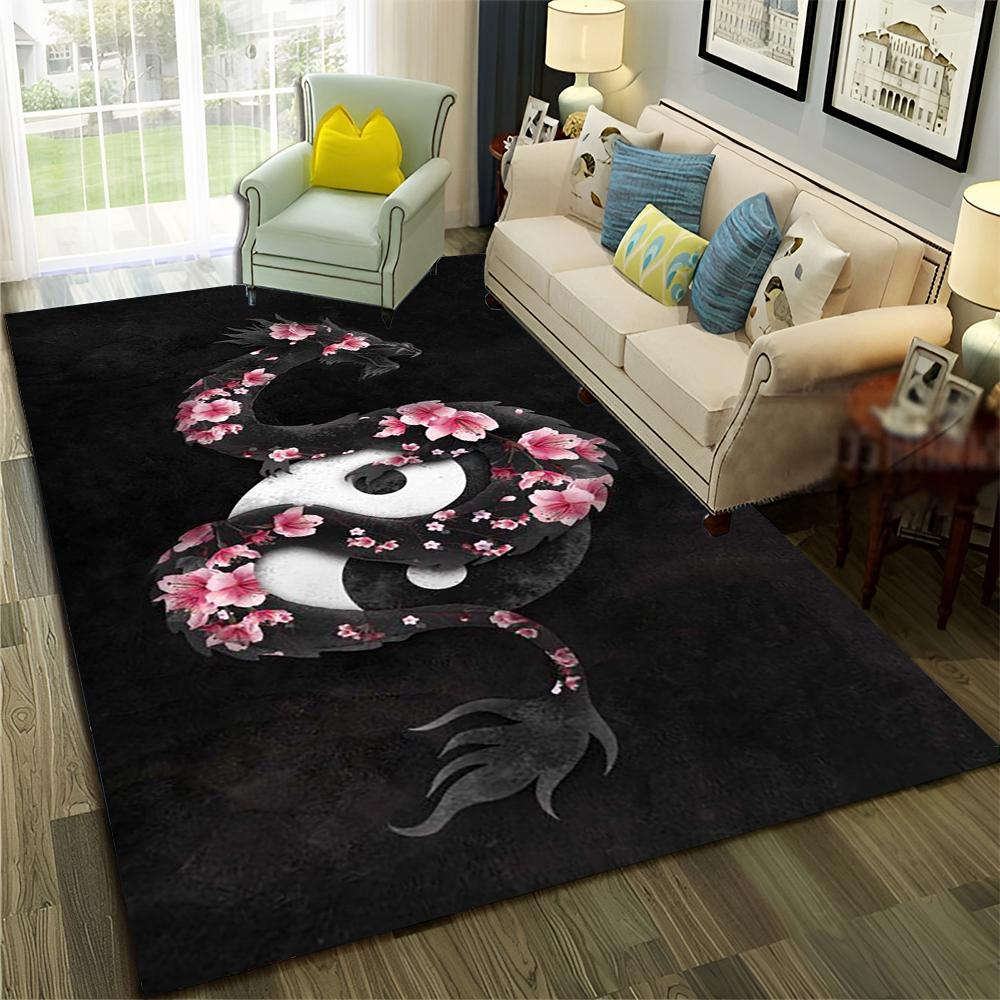 Chinese 3D Tai Chi Bagua Yin Yang  Carpet Rug for Home Living Room Bedroom Sofa Doormat Decor,Child Area Rug Non-slip Floor Mat