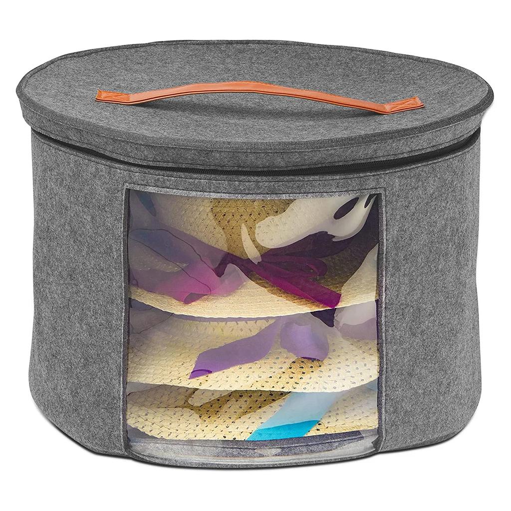 Hat Storage Bag for Travel Large Capacity Round Foldable Felt Dust-Proof Organizers Multifunctional Clothes Sundries Storage Box