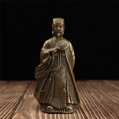 Messing Kong Ming Figur, Zhuge Liang Bronze Statue Ornament
