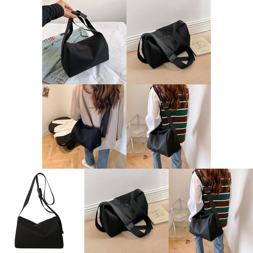 Vintage Casual Black Canvas Tote Bag For Women Stylish Shoulder Crossbody Trendy Design