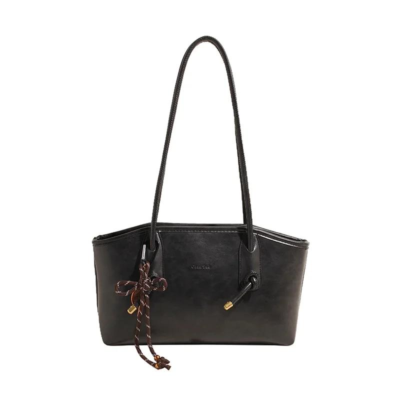

PU Zipper Solid Color Shoulder Bags Large Capacity Casual Women s Bags 2026 Fashi Commute Light Luxury Crossbody Bags чёрный