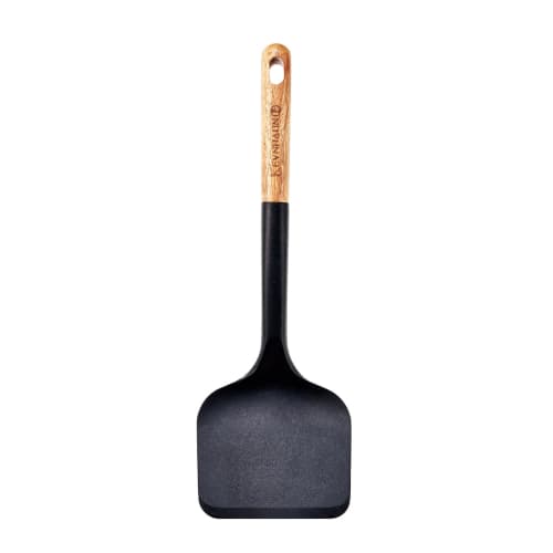 Kevnhaun Silicone Turner with Wooden Handle, Natural Wood Spatula, Thin Tip for Easy Scooping, Won't Scratch Pots or Pans, Nordic Style, KDS.4297