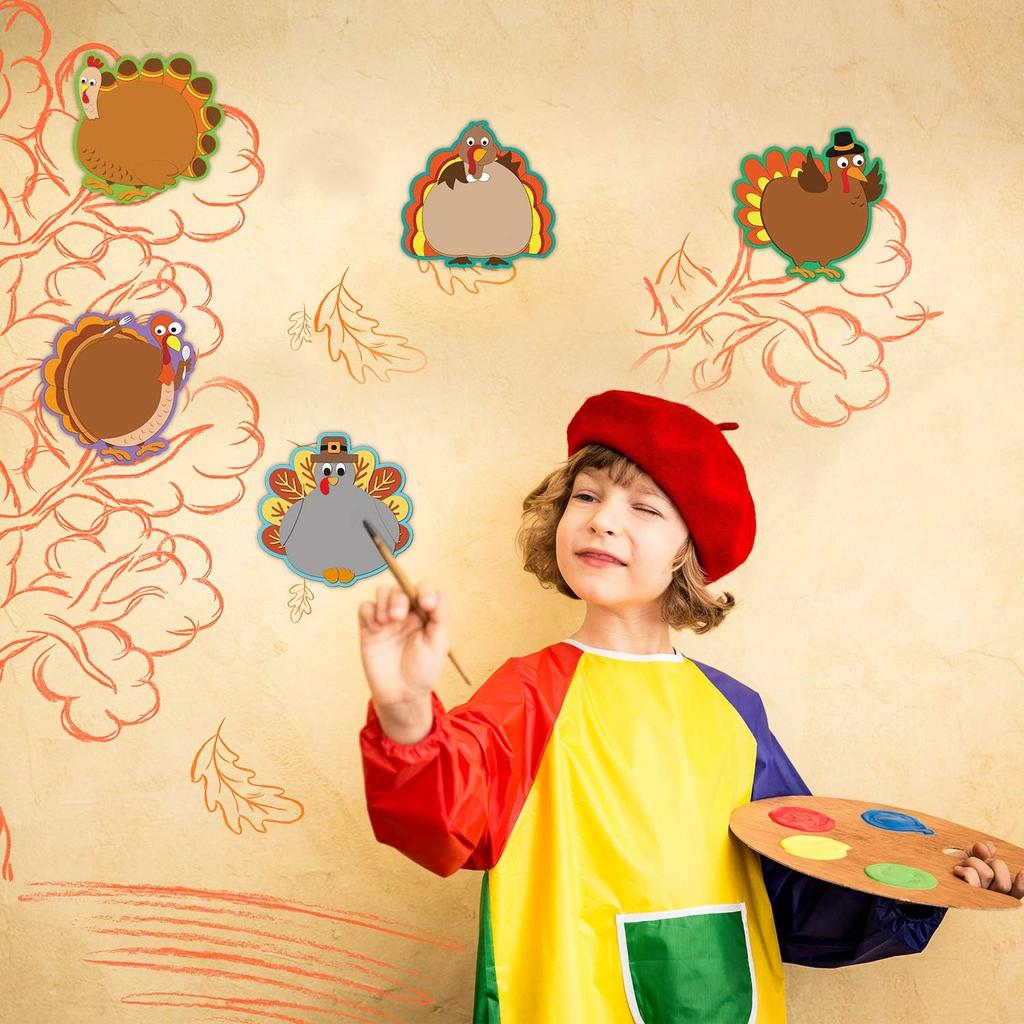 Blulu 40 Pcs Thanksgiving Turkey Cut-Outs Versatile Classroom Decoration Creative Turkey Cut-Outs for Bulletin Board Classroom School Fall Theme