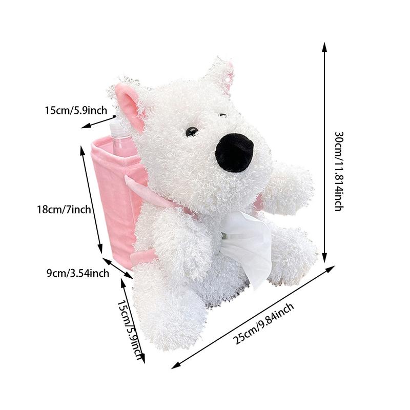 For General Car Tissue Holder Cute Dog Plush Toy Trash Bins Creative Car Tissue Box Plush Zippered Cartoon Dog Trash Can