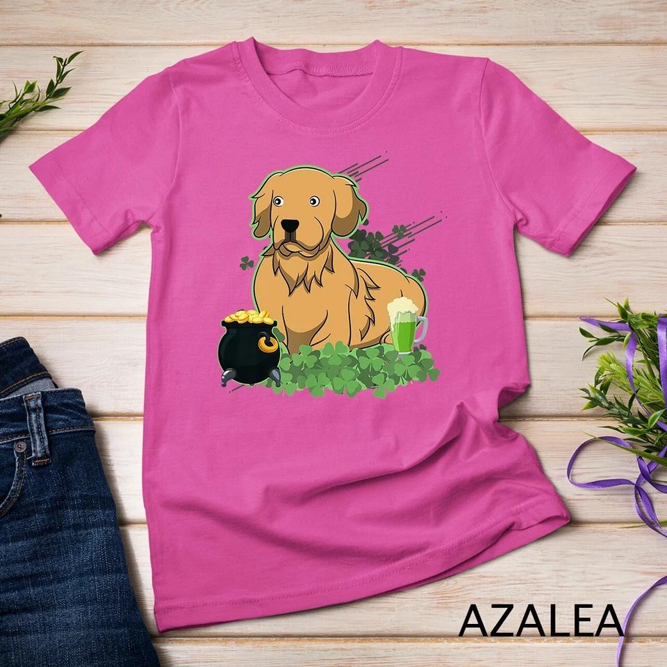 St Patricks Day Golden Retriever Dog T-Shirt Unisex T-shirt 9 S