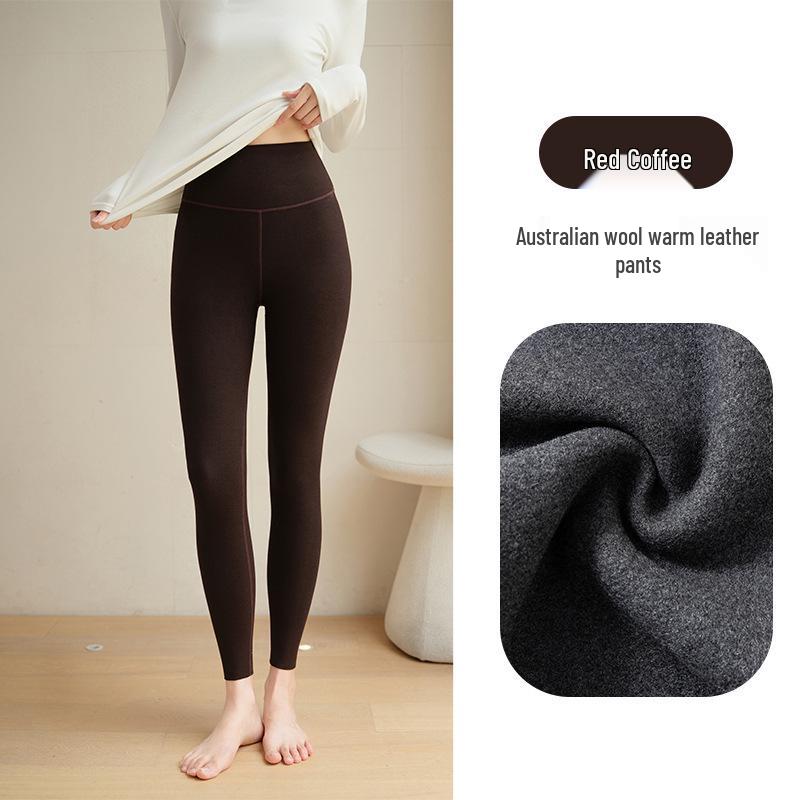 

Women s 2025 Elastic Slimming Velvet Winter Pants - Skin-friendly, Warm, Thickened, Leg-lengthening, Close-fitting Style. L кавовий/червоний