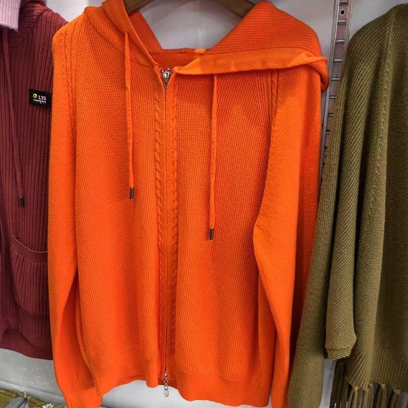 Autumn Fashion Outerwear Knitted Sweater Hooded Cardigan Women's Fashion Outerwear Long Sleeved Loose Solid Color Sweater Jacket