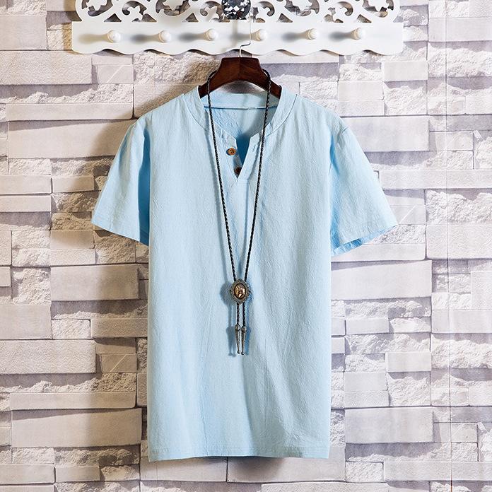 Letní pánské tričko s krátkým rukávem v čínském stylu Loose Large Size Ležérní tričko