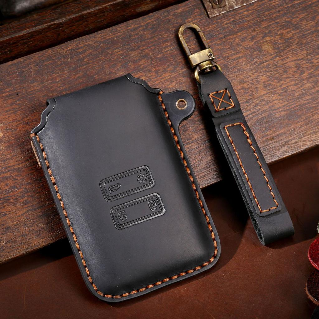 Leather Car Remote Key Fob Case Cover For Renault Captur Espace Clio Megane Koleos Kadjar Scenic 4