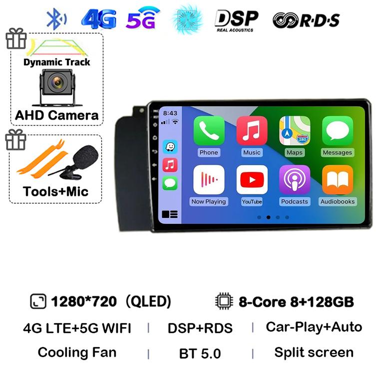 Android 14 Carplay Auto Car Radio For Volvo XC70 V70 S60 2004-2009 GPS Multimedia Video Player Navigation Stereo WIFI+4G Audio