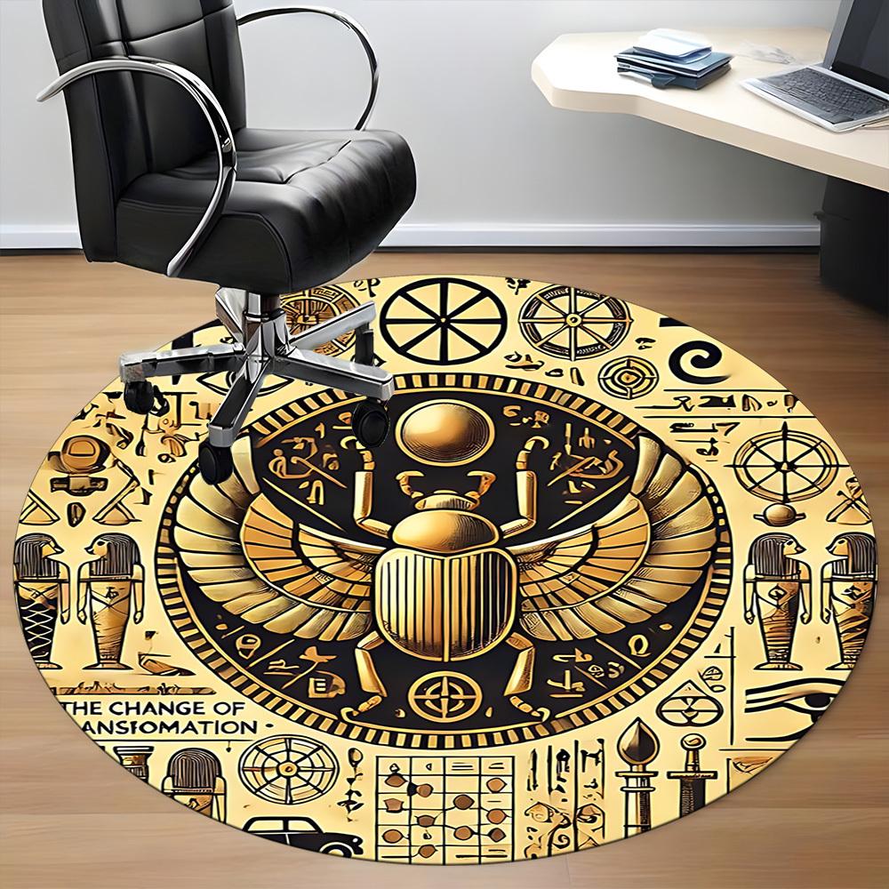 1pc Egyptian Symbols Office Round Area Rug, Under Office Chairs Bedroom Living Room Home Decor, Room Deco, Available in Various Sizes