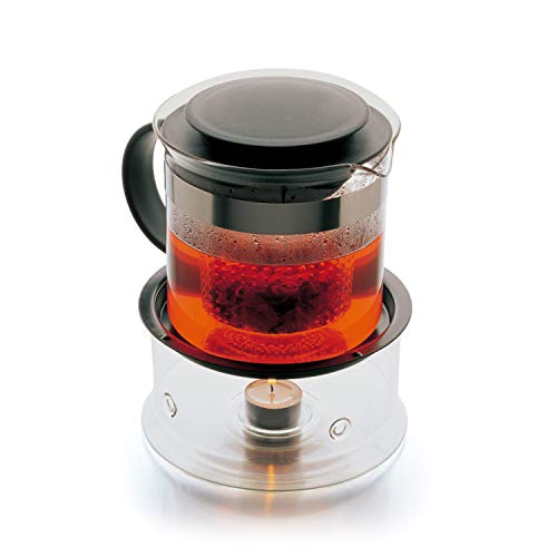 BODUM Bistro Nouveau Teapot, 1000ml, Black. Suitable for black tea, green tea, Chinese tea, herbal tea, and fruit tea. Includes plastic filter and gla