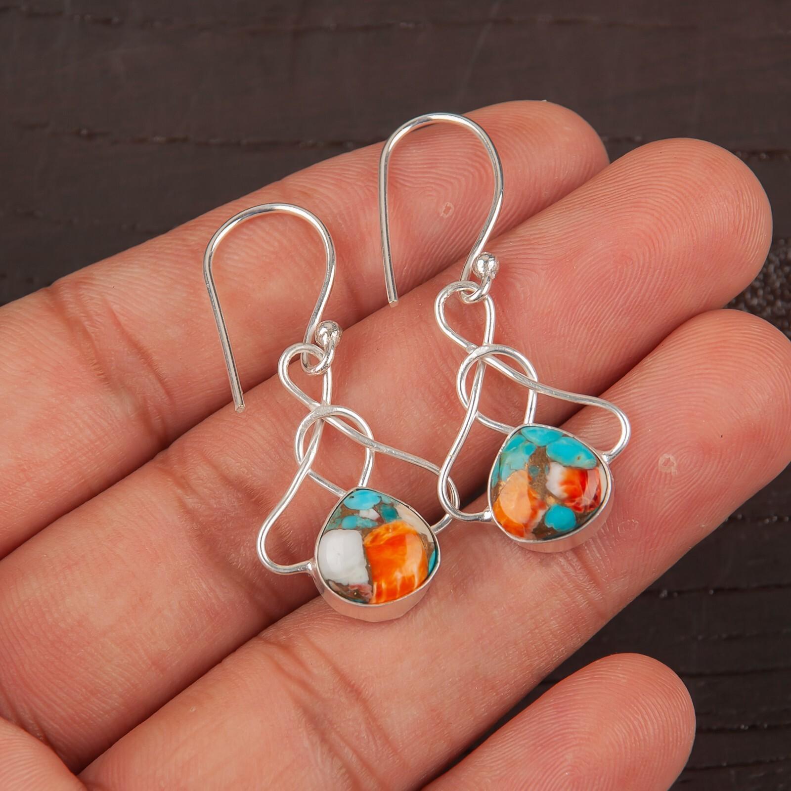 

Натуральный самоцвет Спини Ойстер Серебро 925 пробы Ручная работа Ювелирные изделия Серьги 1,50 EE-2-34