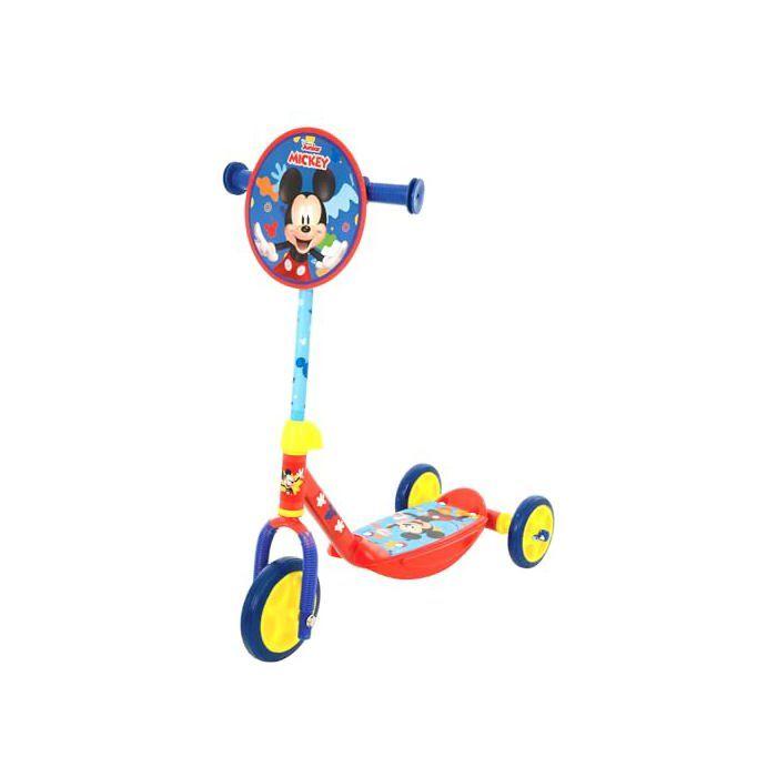 Trottinette à 3 roues pour enfants - Disney - Mickey - À partir de 2 ans - Guidon réglable 58-65 cm - Bleu ciel