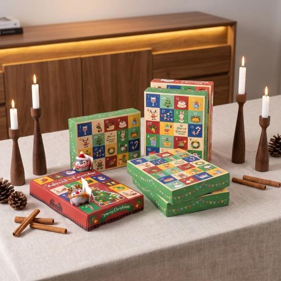 Christmas Unboxing Experience 5Pcs 24-Day Advent Calendar Box, Blank Gift Box with Xmas for Family Pull-Tab Windows, Countdown Surprise Toy Container,