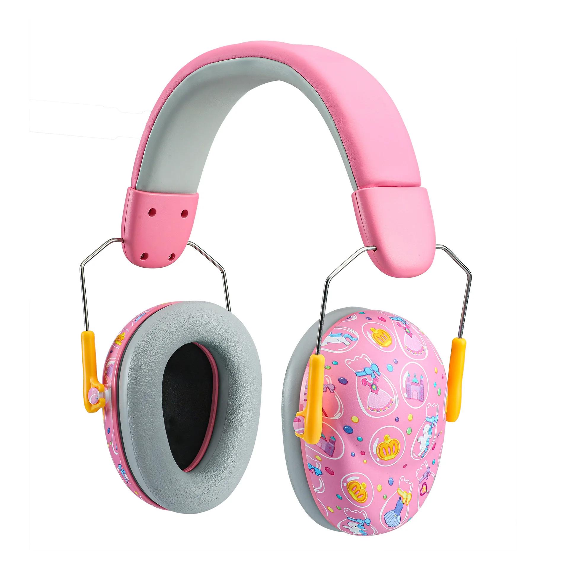 

Kids Ear Protection Baby Noise Earmuffs Noise Reduction Ear Defenders Cute Cartoon Print Children Sound Sensitivity Noise Damper розовый