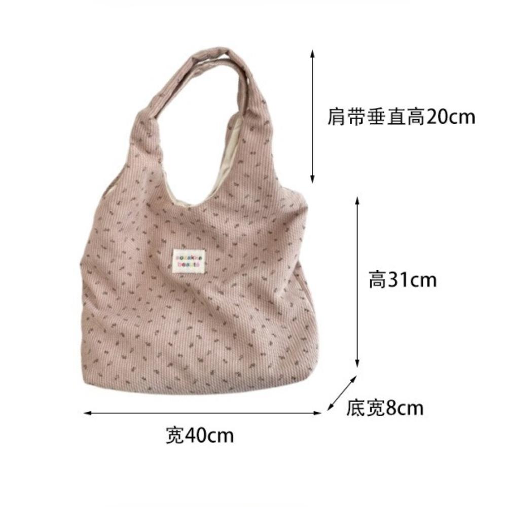 Korean Women Autumn and Winter Corduroy Shoulder Bag Shopping Bag Books Tote Female Eco Handbag Reusable Grocery Shopper Purse