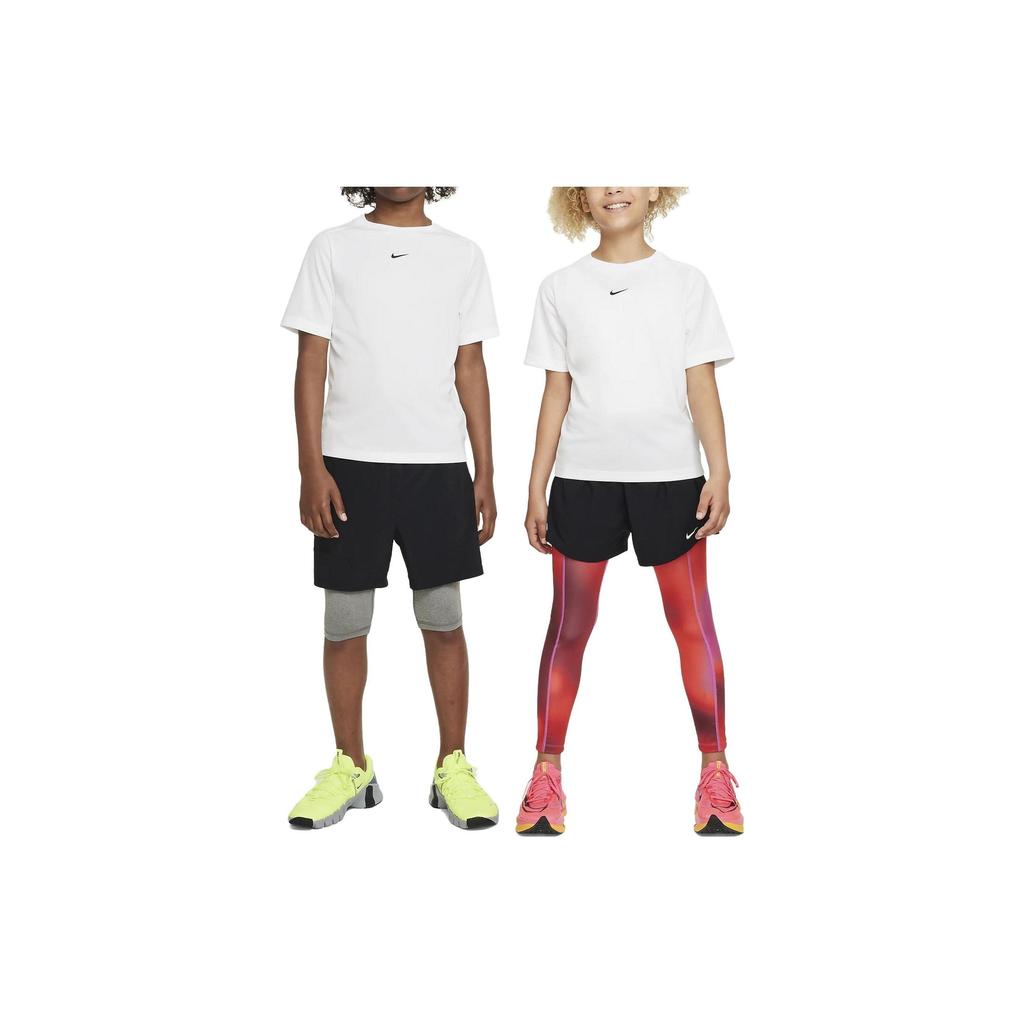 Nike Kids Round Neck Solid Color Short Sleeve T-Shirt Kids Tops White DX5380-100