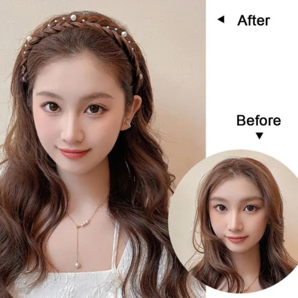 6/4/2/1PC Braided Twist Headbands Wide Fishbone Braids Pearl Hairbands Handmade Head Hoop Hair Styling Headwear Accessories Gift For Women Girls