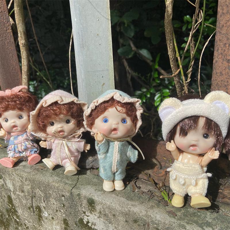 10Cm Small Bjd Dolls For Girls Ob11 Dolls Clothes Cute Surprise Toys Kawaii Face Munecas Ob11 Body Full Set For Kids Plaything Gifts