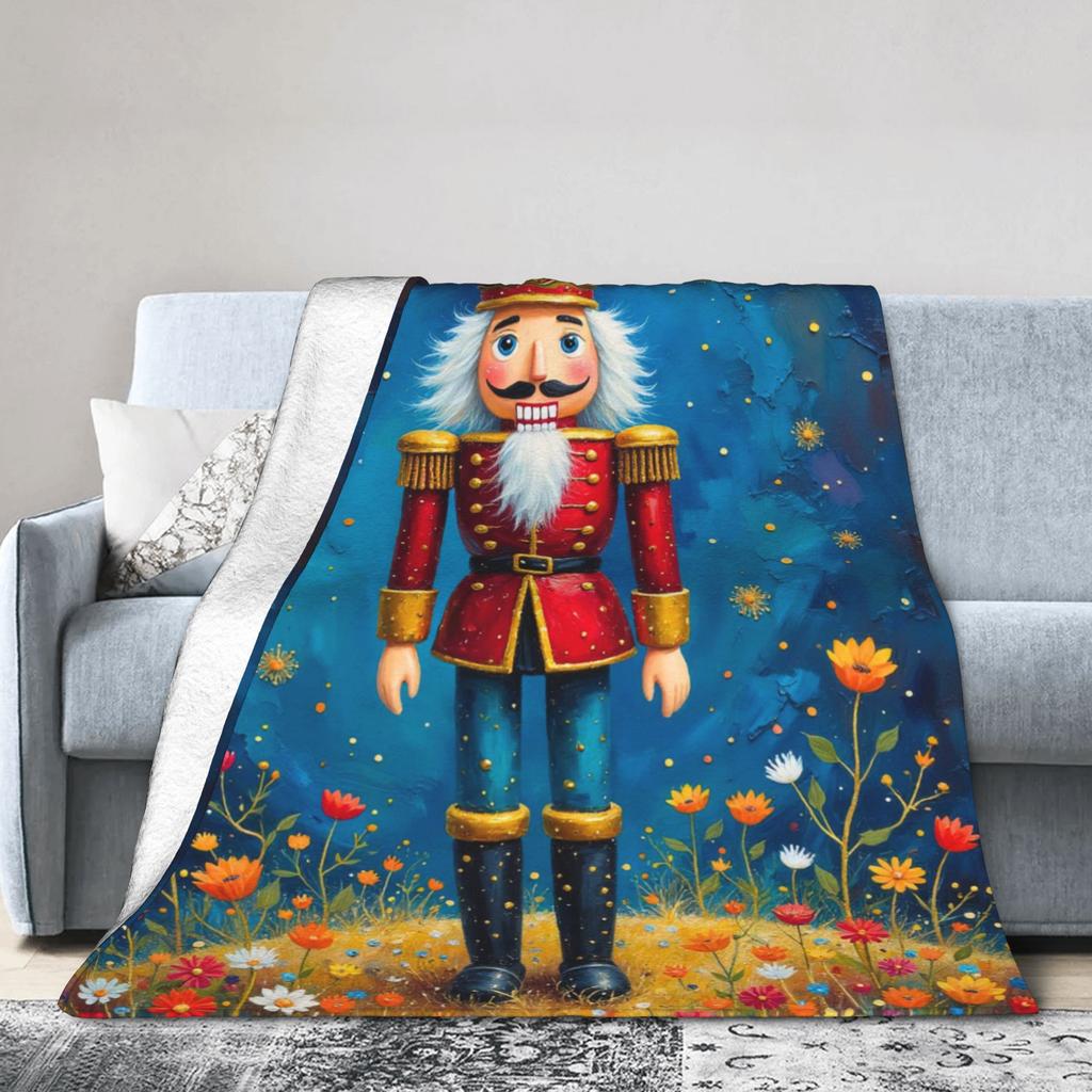 Christmas Nutcracker Flannel Blankets Spring  Soft Throw Blanket for Girls Boys Living Room Print Bedspread Sofa Bed Cover