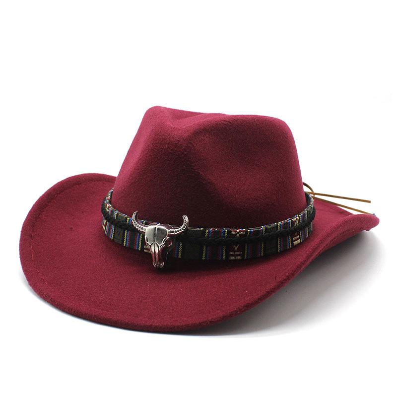 Western Cowboy Hat, Bump Top, Woolen Jazz Top Hat, Men'S And Women'S Ethnic Felt Hat, Big Eaves Hat