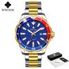 WWOOR Luxury Stainless Steel Men's Watches Sport Diving Quartz Clock Luminous Waterproof Military Wristwatch Relogio Masculino