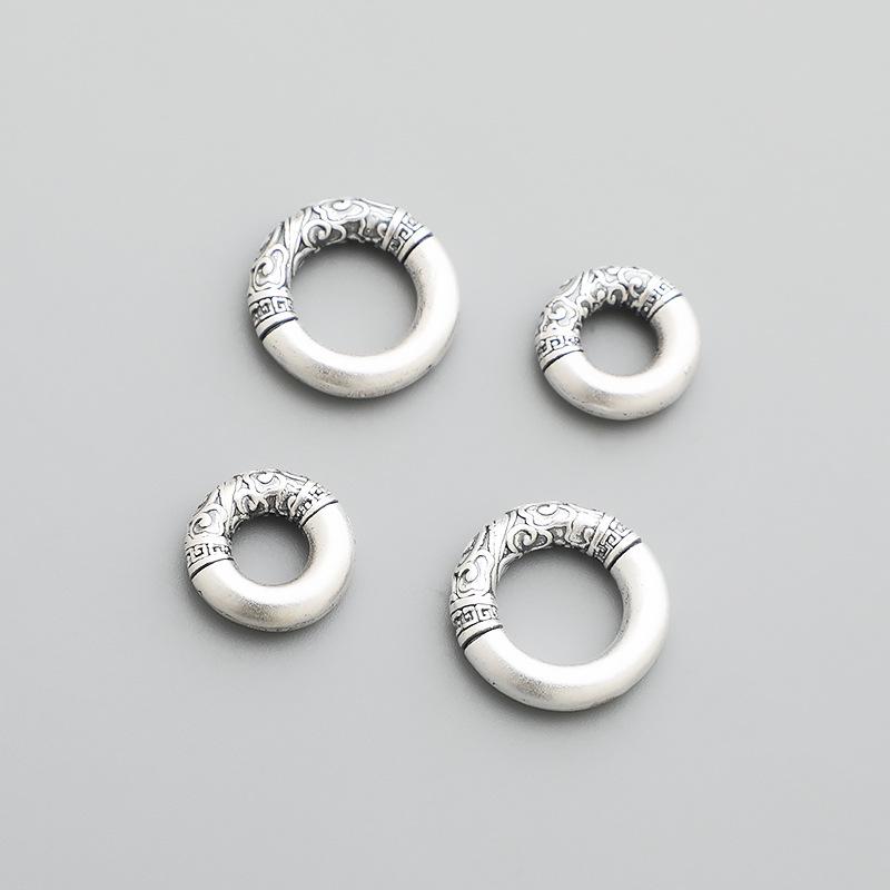 

Sterling Silver 3D Cloud Pattern Peace Buckle Bracelet/Necklace - Chinese Style Small