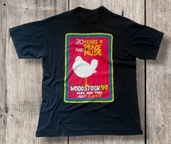 Vintage 1999 Woodstock Black Cotton Shirt All size Unisex HRN145