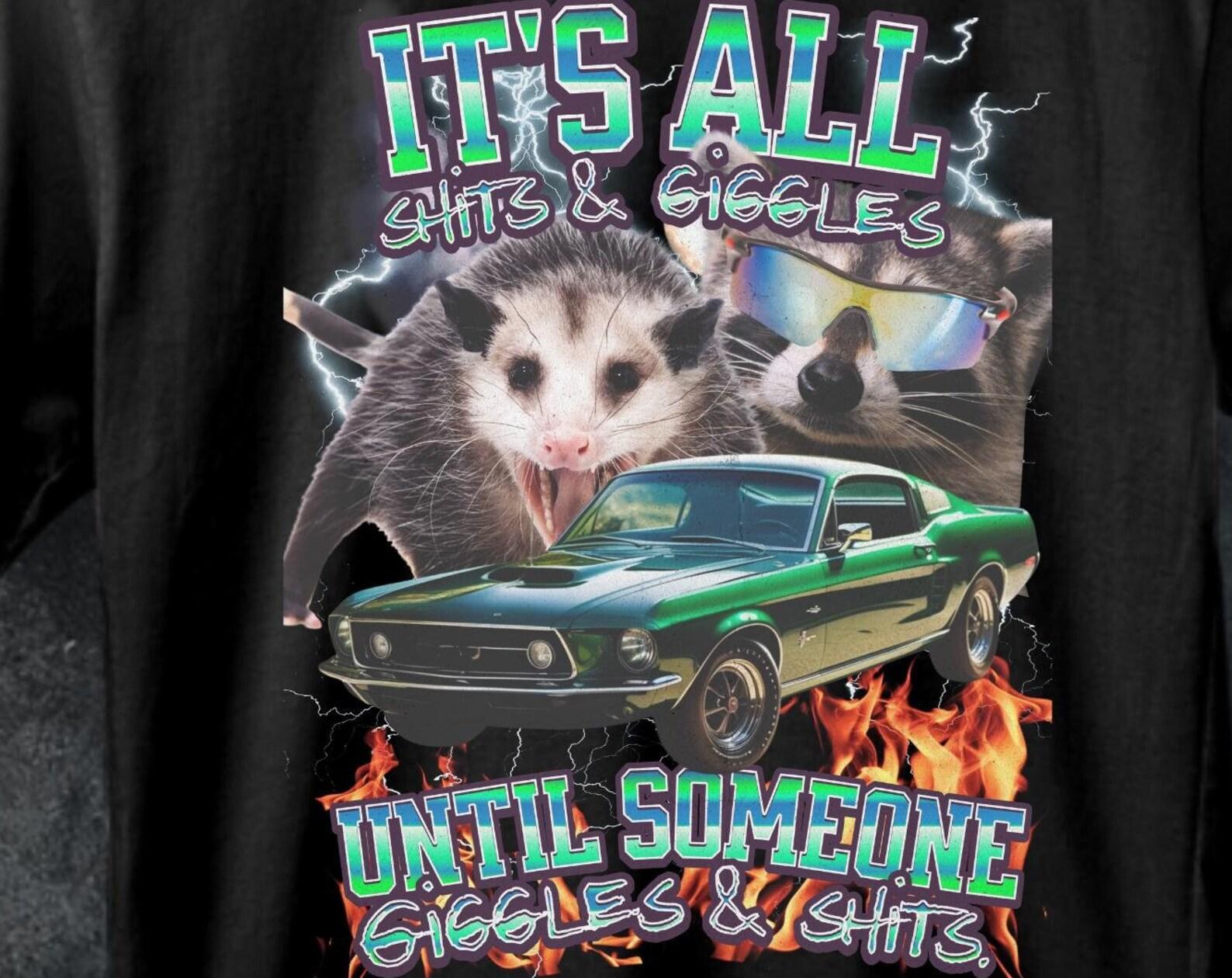 Funny Meme T-Shirt: Raccoon & Opossum Graphic Tee S
