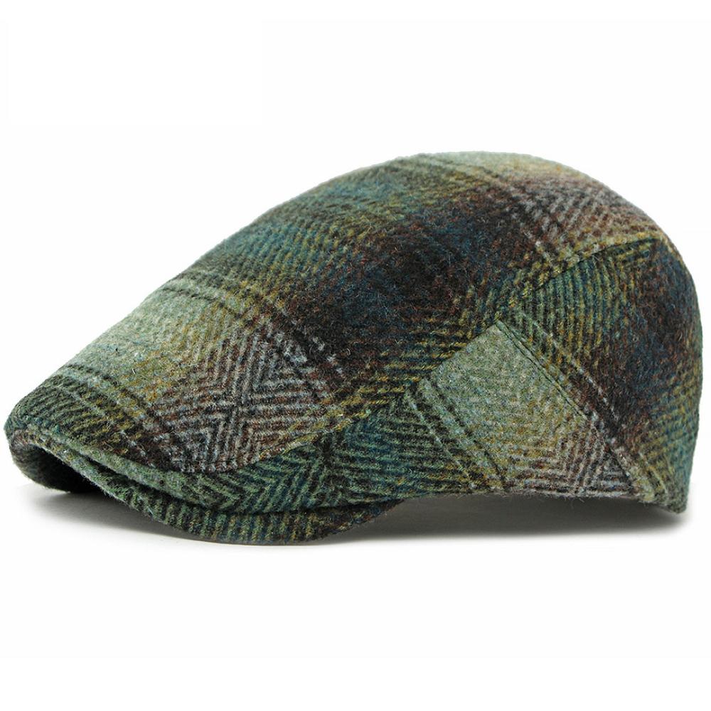 HT4903 Beret Cap New Autumn Winter Wool Beret Hat Women Plaid Artist Painter Hat Male Female Ivy Flat Cap Adjustable Mens Berets