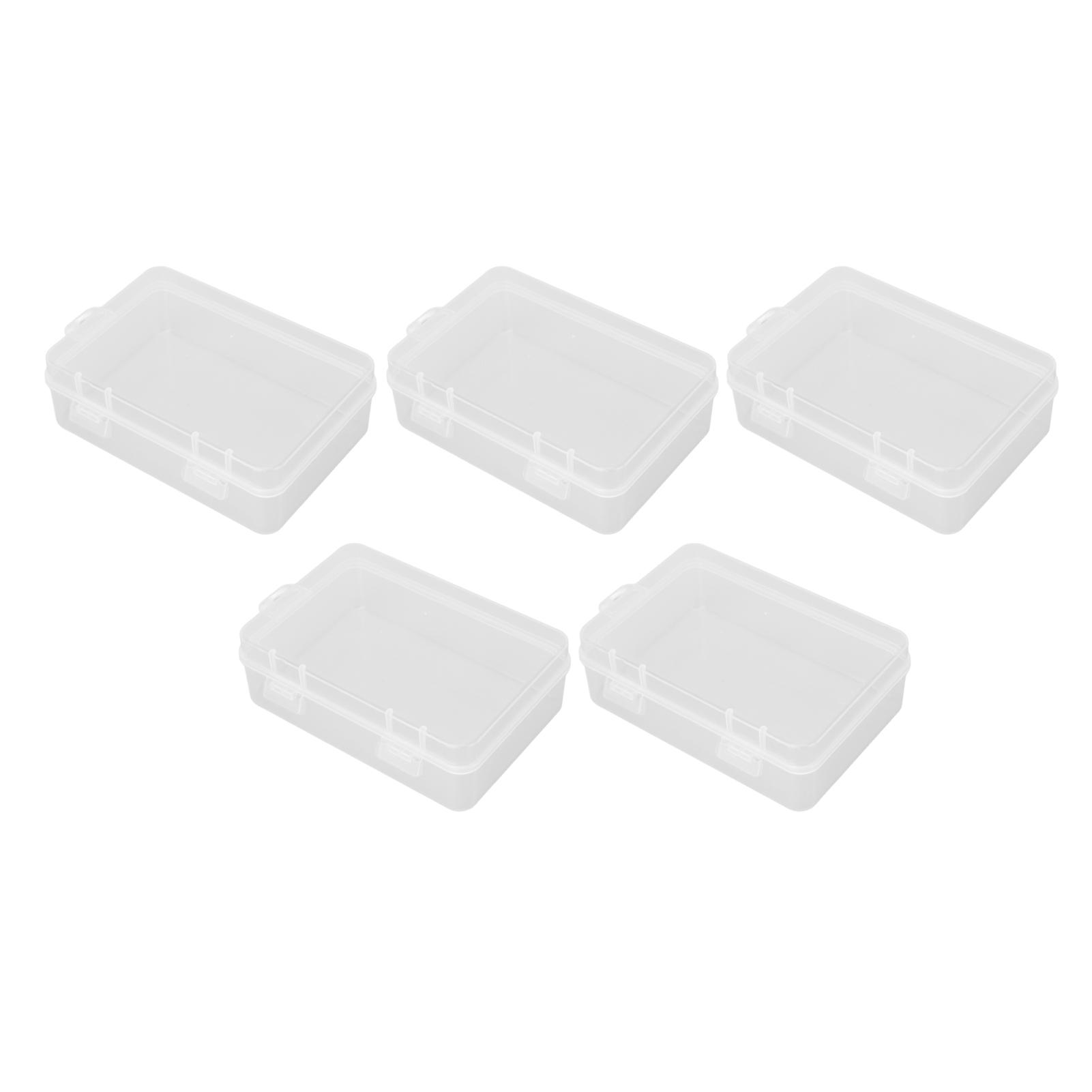 

5Pcs Clear Small Container Box Rectangular Transparent Small Storage Box with Hinged Lid for Small Items Crafts Jewelry