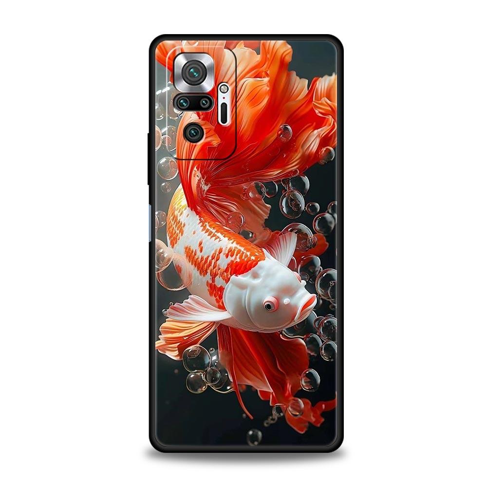 Goldfish Swimming Phone Case Cover for Redmi 14C 10C Note 15 14 13 12 10 11 K40 Pro Plus 5G Shockproof Soft TPU Shell Funda Bag