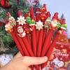 10Pcs Christmas Snowman Patch-Themed Retractable Ballpoint Pens - Red Soft Grip Pens with Random Christmas Designs, Fine Point, Ideal for Students and