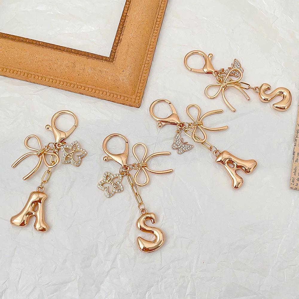 Trendy Butterfly & Love Letter Metal Keychain Pendant