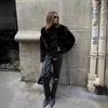 Women's Stand Collar Long Sleeve Faux Fox Fur Coat Loose Elegant Short Winter Outerwear