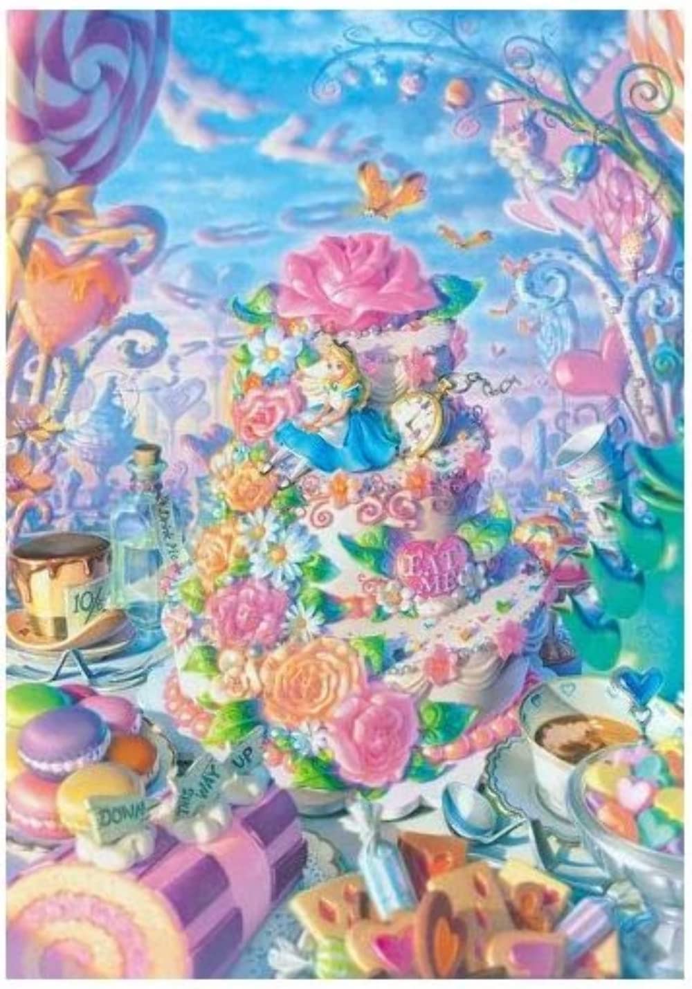 

Tenyo in 500 Piece Pure White Gyutto Series Jigsaw Puzzle Disney Alice in Wonderland Alice in Sweetsland Service Card Included [Made Japan] (25x36cm)