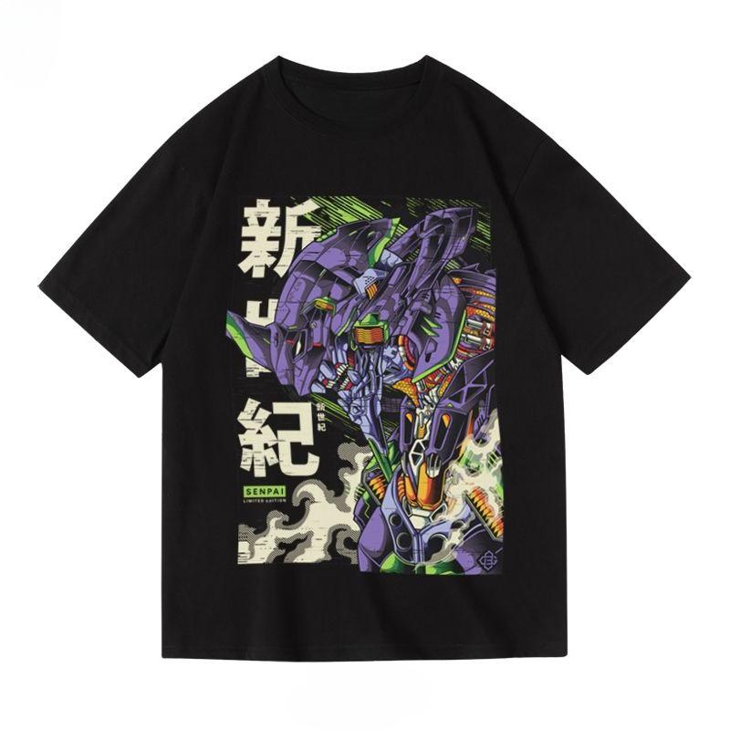 2026 Summer New Arrival Evangelion Pattern Street Style Print ShortSleeve TShirt Y2K Style Suitable for Both Unisex and Unisex