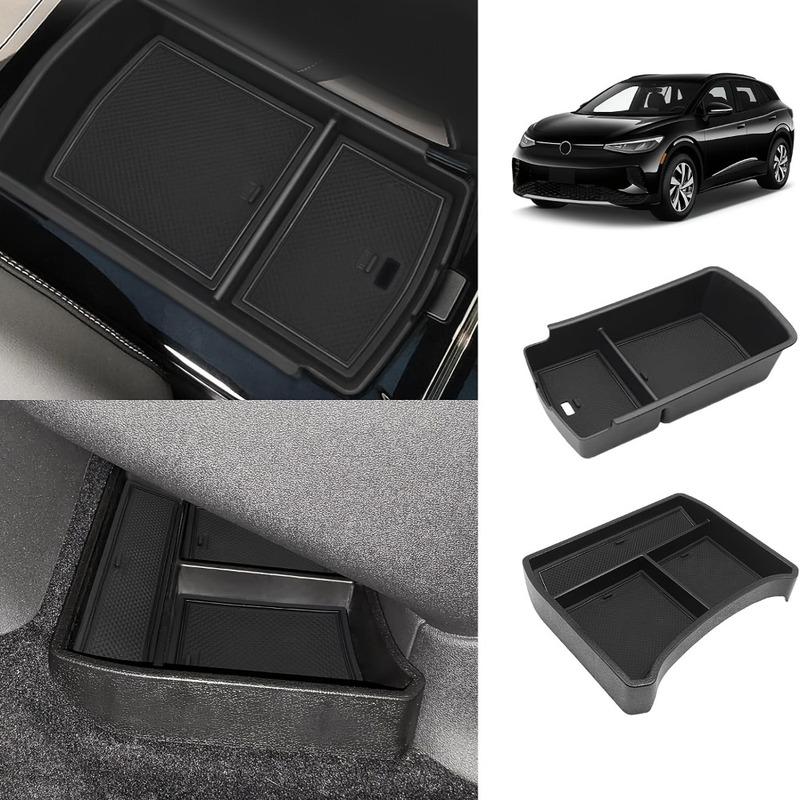 Car Accessories Center Console Box Storage Box Armrest Box Storage Box Black ABS Interior For Volkswagen VW ID4 2024