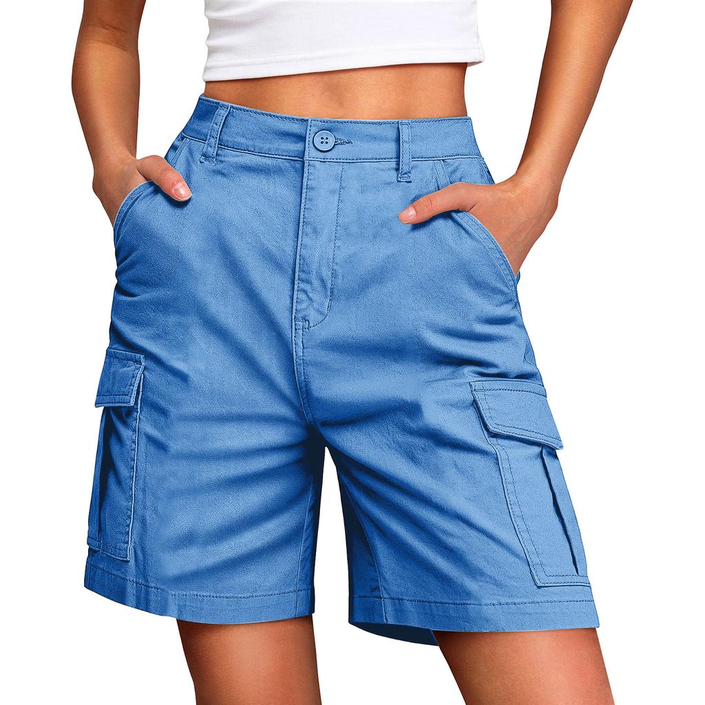 Wander-Shorts für Damen, Leicht, Elastischer Bund, Knielang, Cargo-Shorts, Golf, Freizeit, Sommer, Bermuda-Shorts
