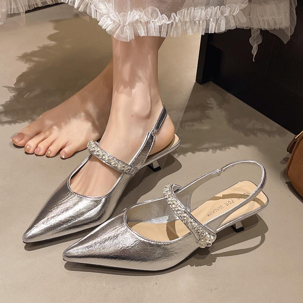 High heels stiletto medium heel bag head sandals women's 2025 new summer fairy style with skirt Mary Jane single shoes