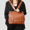 Vintage Backpack Oil Wax Leather Cambridge British College Wind Pu Mail Carrier Commuter Large Capacity Backpack Autumn Waterproof