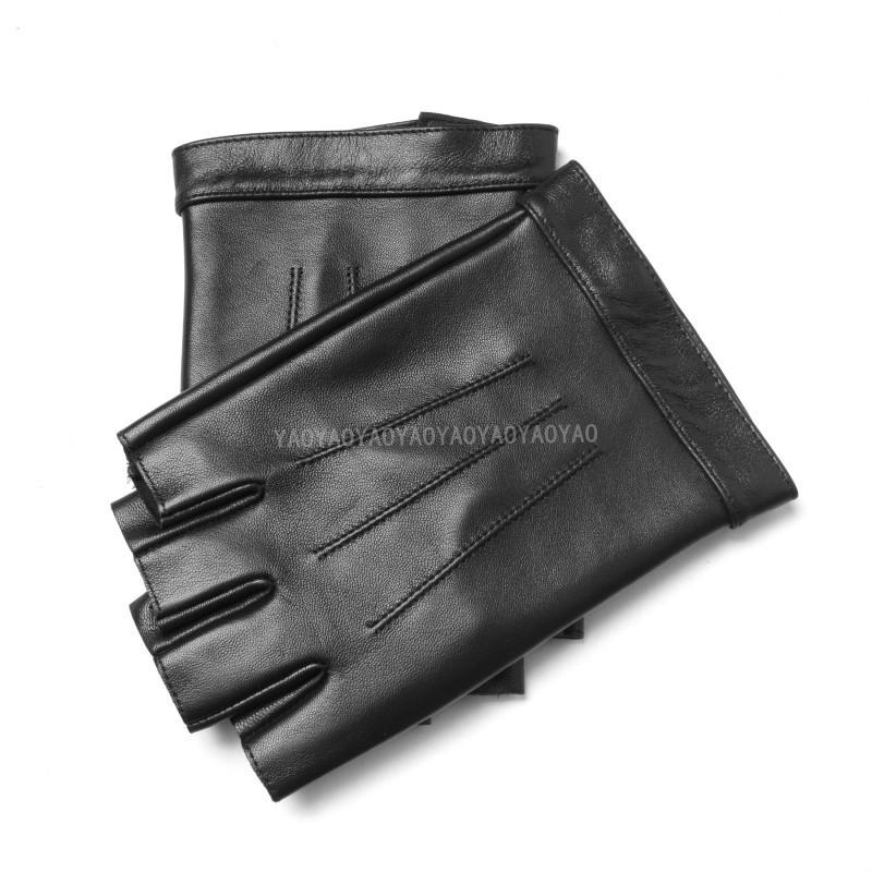 Goat Skin Half Finger Men's Car Motorcycle Gloves Driving Motorcycle Harley Half Palm Gloves