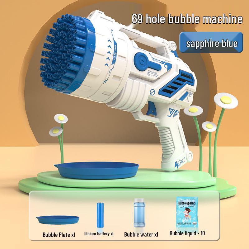 Douyin 69-Hole Light-Up Bubble Gun Rocket Launcher Toy for Kids
